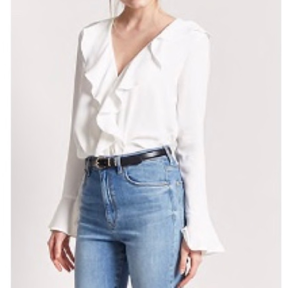 White Cascading Ruffle Top